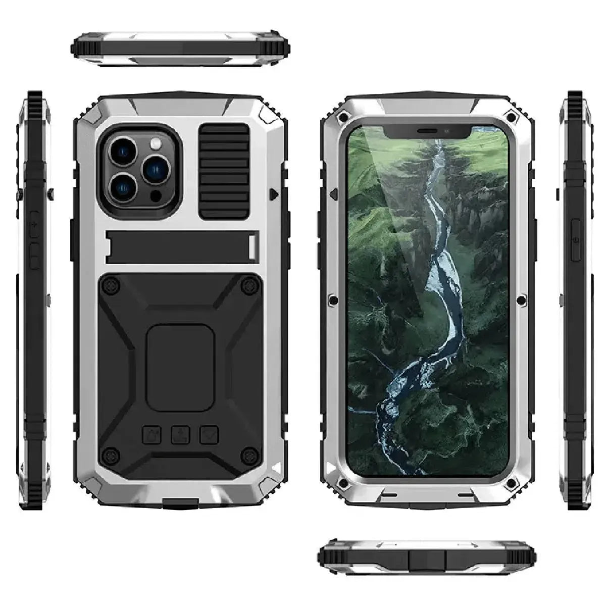 Buy Classic Full Body Metal Armor Phone Case, with Screen Protector, Heavy Duty Defender Shockproof Case,Hubert at Caseles-iPhone 16 Pro Max,