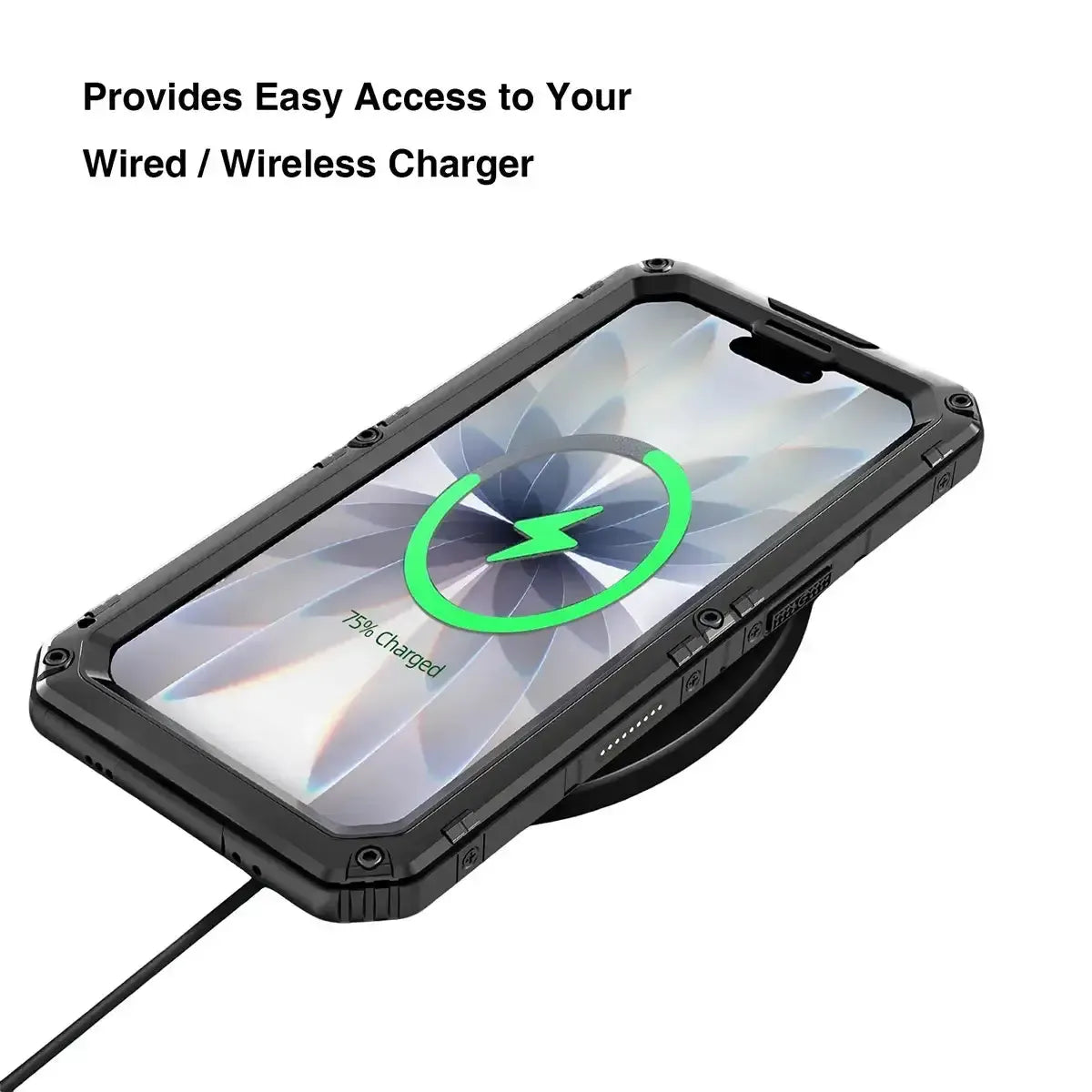 Buy Metal Waterproof Phone Case, with Built in Screen Protector, FullBody Protective Shockproof Heavy Duty Rugged Defender Cover - TIVON at Caseles-iPhone 17 Pro Max, Tivon-Black