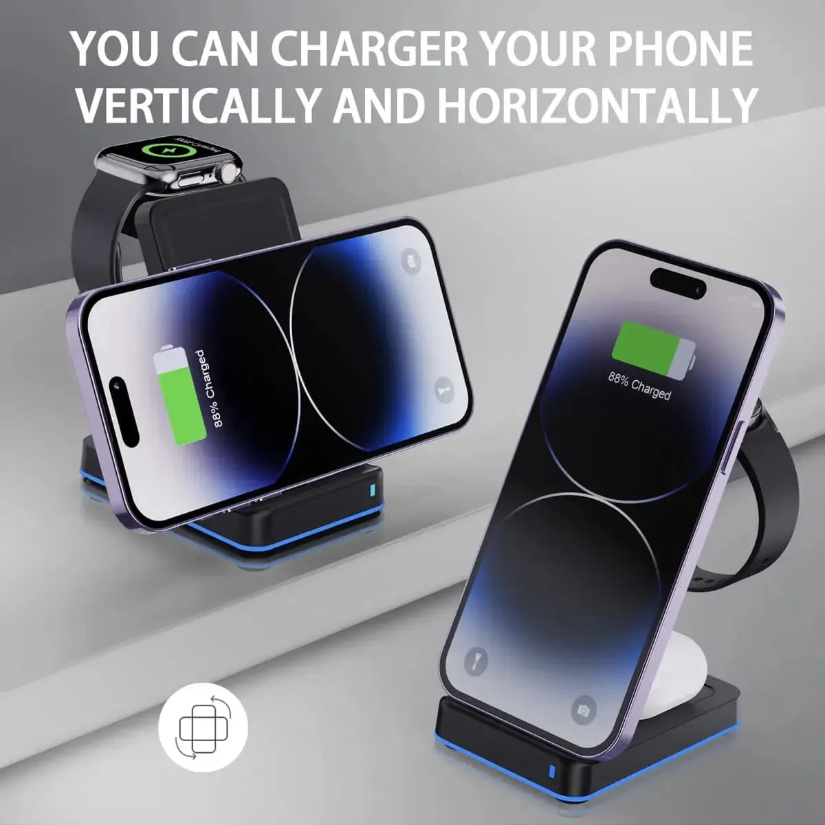 Buy Caseles 15W Fast for iPhone 16 to 12, Galaxy S24 to S8, Galaxy watch 7 to 3 series, iWatch 10 to 3 Series & Wireless Earbuds at Caseles-Charger-Black,