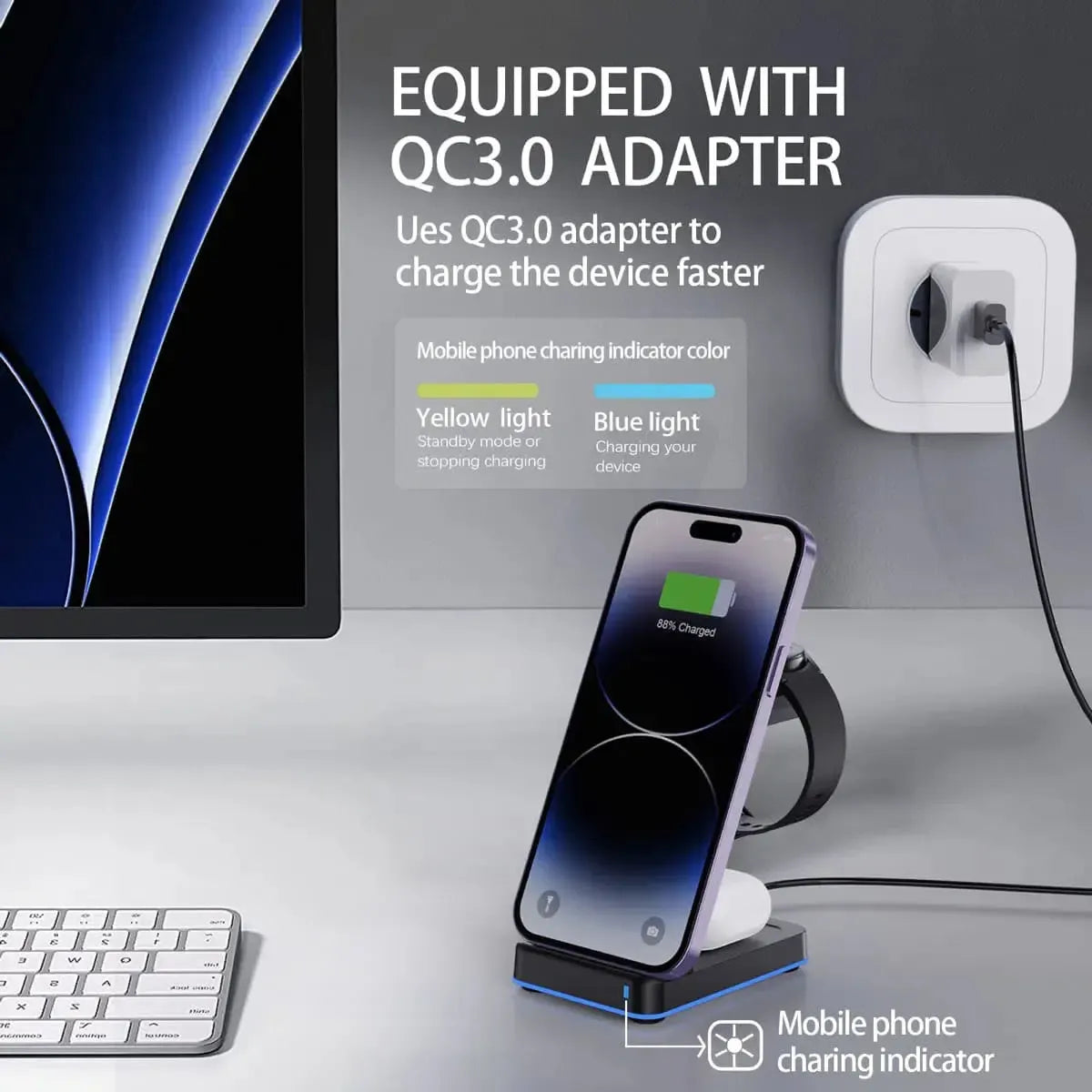 Buy Caseles 15W Fast for iPhone 16 to 12, Galaxy S24 to S8, Galaxy watch 7 to 3 series, iWatch 10 to 3 Series & Wireless Earbuds at Caseles-Charger-Black,
