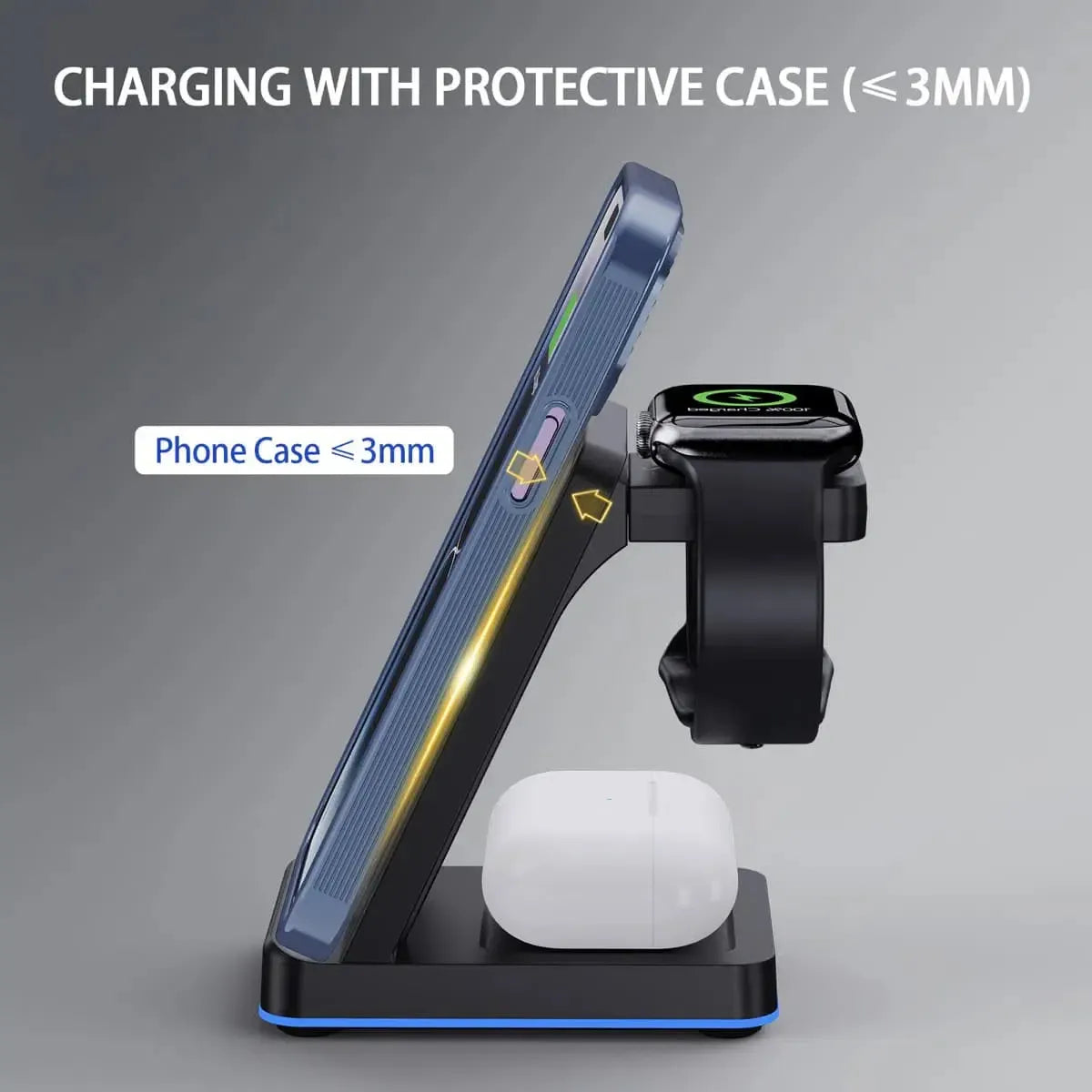 Buy Caseles 15W Fast for iPhone 16 to 12, Galaxy S24 to S8, Galaxy watch 7 to 3 series, iWatch 10 to 3 Series & Wireless Earbuds at Caseles-Charger-Black,