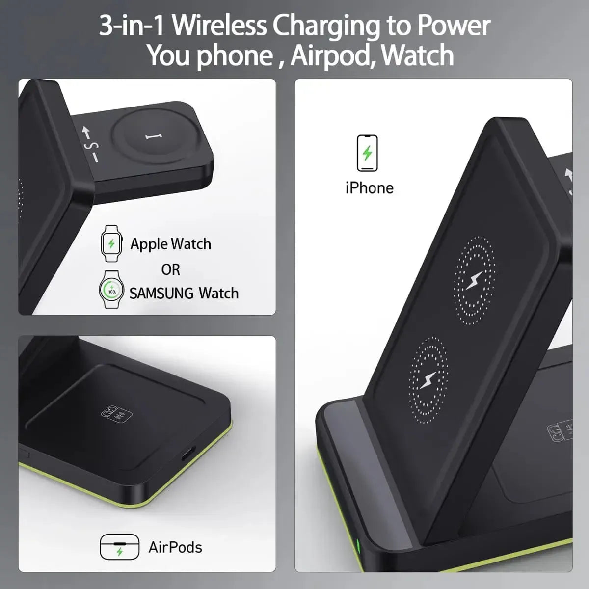 Buy Caseles 15W Fast for iPhone 16 to 12, Galaxy S24 to S8, Galaxy watch 7 to 3 series, iWatch 10 to 3 Series & Wireless Earbuds at Caseles-Charger-Black,