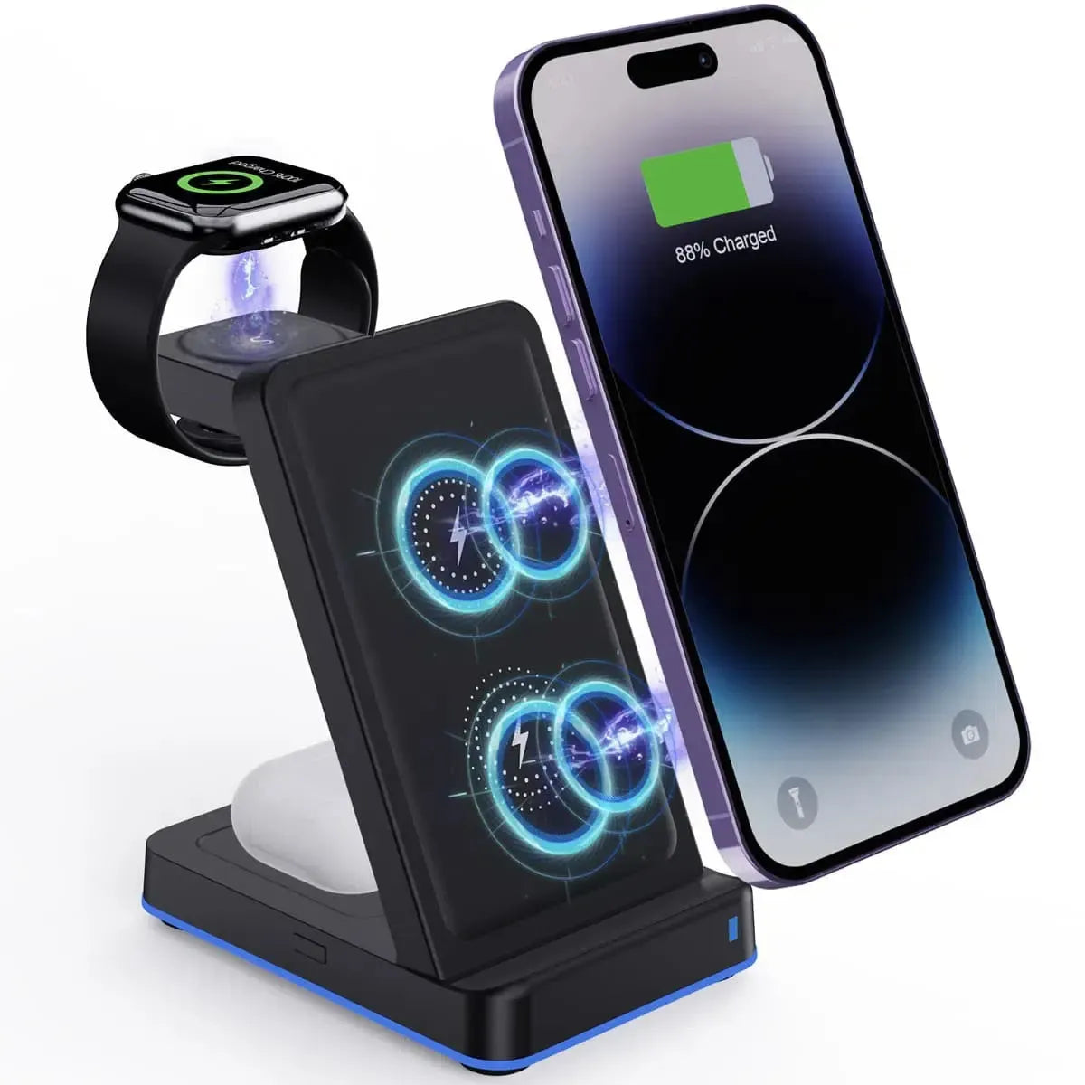 Buy Caseles 15W Fast for iPhone 16 to 12, Galaxy S24 to S8, Galaxy watch 7 to 3 series, iWatch 10 to 3 Series & Wireless Earbuds at Caseles-Charger-Black,