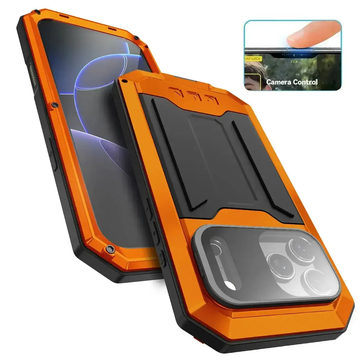 Buy iPhone Heavy Duty Metal Case with 360° Full Body Protection, Sliding Camera Cover, Built-in Screen Protector, Shockproof & Dustproof Armor Phone Cover - Warren at KingKongBox-iPhone 18 Pro Max, Black