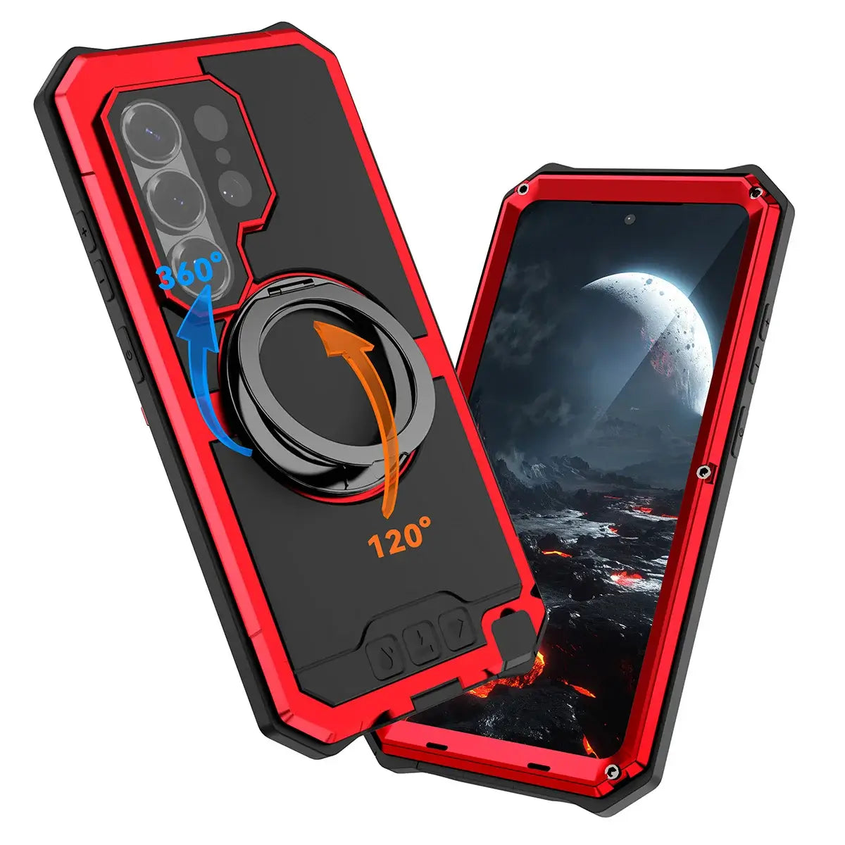 Buy 360° Rotating Magnetic Kickstand Case, Galaxy S26 Full-Body Armor, Integrated Lens Guard & Wireless Charging - TITAN at Caseles-Samsung Galaxy S26 Ultra, Black