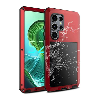 Buy Classic Full Body Metal Armor Phone Case, with Screen Protector, Heavy Duty Defender Shockproof Case - TRAVIS at Caseles-Samsung Galaxy S25 Ultra, Taddeo-Black
