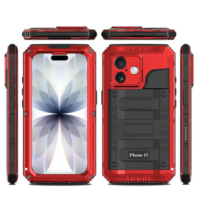 Buy Metal Waterproof Phone Case, with Built in Screen Protector, FullBody Protective Shockproof Heavy Duty Rugged Defender Cover - TIVON at Caseles-iPhone 17 Pro Max, Tivon-Black