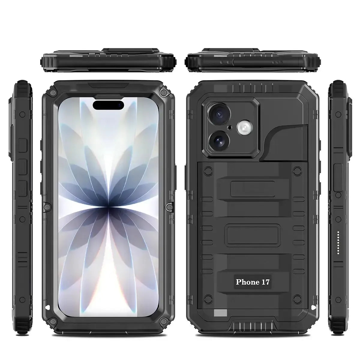 Buy Metal Waterproof Phone Case, with Built in Screen Protector, FullBody Protective Shockproof Heavy Duty Rugged Defender Cover - TIVON at Caseles-iPhone 17 Pro Max, Tivon-Black