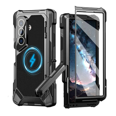 Buy Heavy-Duty Magnetic Case with Built-In PET Screen Protector, Hinge Guard & 18FT Drop Defense - ROOK at Caseles-Samsung Galaxy Z Fold 8 Ultra, Black