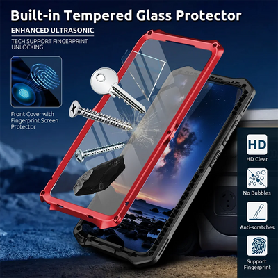 Buy Full Body Heavy Duty Metal Case for Samsung Galaxy S26 Ultra 5G, Built-in Screen Protector, Military Grade Drop Protection Armor with Magnetic Kickstand - WILDER at KingKongBox-Samsung Galaxy S26 Ultra, Black