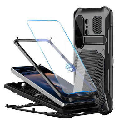 Buy Full Body Heavy Duty Metal Case for Samsung Galaxy S26 Ultra 5G, Built-in Screen Protector, Military Grade Drop Protection Armor with Magnetic Kickstand - WILDER at KingKongBox-Samsung Galaxy S26 Ultra, Black