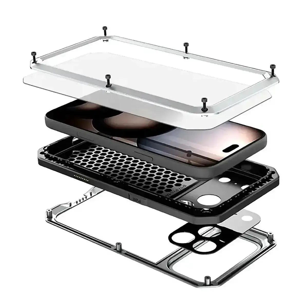 Buy Classic Full Body Metal Armor Phone Case, with Screen Protector, Heavy Duty Defender Shockproof Case - TADDEO at Caseles-iPhone 17 Pro Max, Taddeo-Black