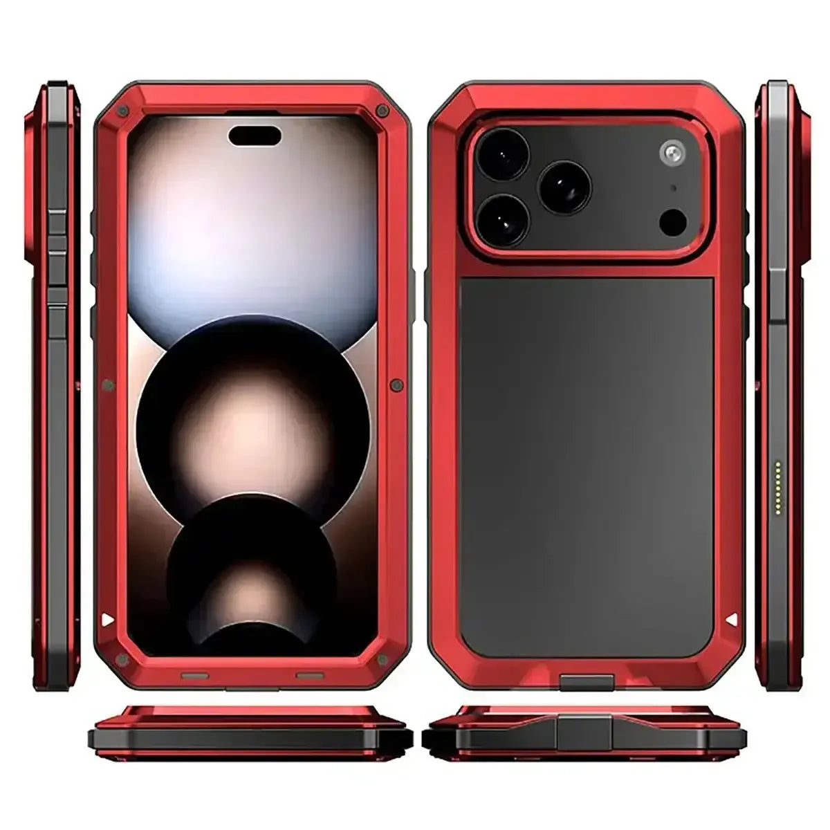 Buy Classic Full Body Metal Armor Phone Case, with Screen Protector, Heavy Duty Defender Shockproof Case - TADDEO at Caseles-iPhone 17 Pro Max, Taddeo-Black