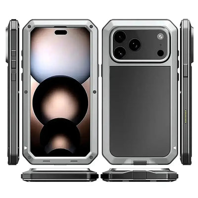 Buy Classic Full Body Metal Armor Phone Case, with Screen Protector, Heavy Duty Defender Shockproof Case - TADDEO at Caseles-iPhone 17 Pro Max, Taddeo-Black