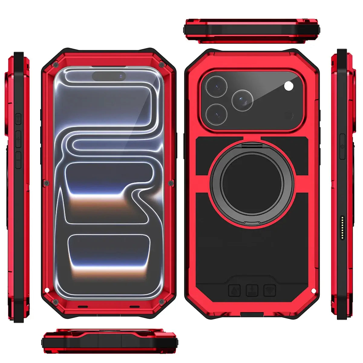 Buy 360° Rotatable Magnetic Stand Case | Full-Body Protection, Lens Guard & Wireless Charging Support - Stark at Caseles-iPhone 17 Pro Max, Orange