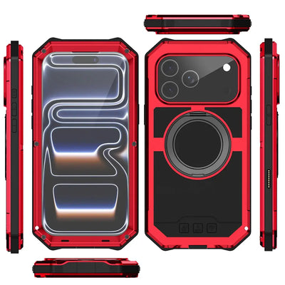 Buy 360° Rotatable Magnetic Stand Case | Full-Body Protection, Lens Guard & Wireless Charging Support - Stark at Caseles-iPhone 17 Pro Max, Orange