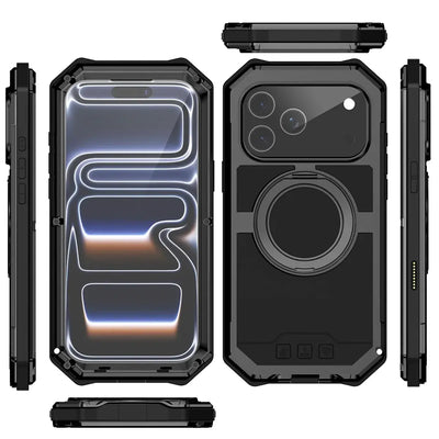 Buy 360° Rotatable Magnetic Stand Case | Full-Body Protection, Lens Guard & Wireless Charging Support - Stark at Caseles-iPhone 17 Pro Max, Orange