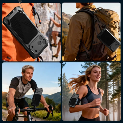 Buy Military Grade Magnetic Case for iPhone 17 Series, Full-Body Armor with Screen Protector, 360° Rotatable Kickstand & Lens Guard - Knox at Caseles-iPhone 17 Pro Max, Black