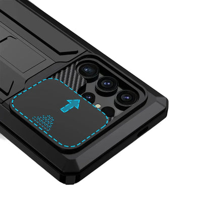 Buy Heavy Duty Metal Case with 360° Full Body Protection, Sliding Camera Cover, Built-in Screen Protector, Shockproof & Dustproof Armor Phone Cover - Wade at Caseles-Samsung Galaxy S25 Ultra, Black