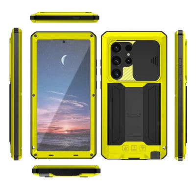Buy Heavy Duty Metal Case with 360° Full Body Protection, Sliding Camera Cover, Built-in Screen Protector, Shockproof & Dustproof Armor Phone Cover - Wade at Caseles-Samsung Galaxy S25 Ultra, Black