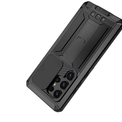Buy Heavy Duty Metal Case with 360° Full Body Protection, Sliding Camera Cover, Built-in Screen Protector, Shockproof & Dustproof Armor Phone Cover - Wade at Caseles-Samsung Galaxy S25 Ultra, Black