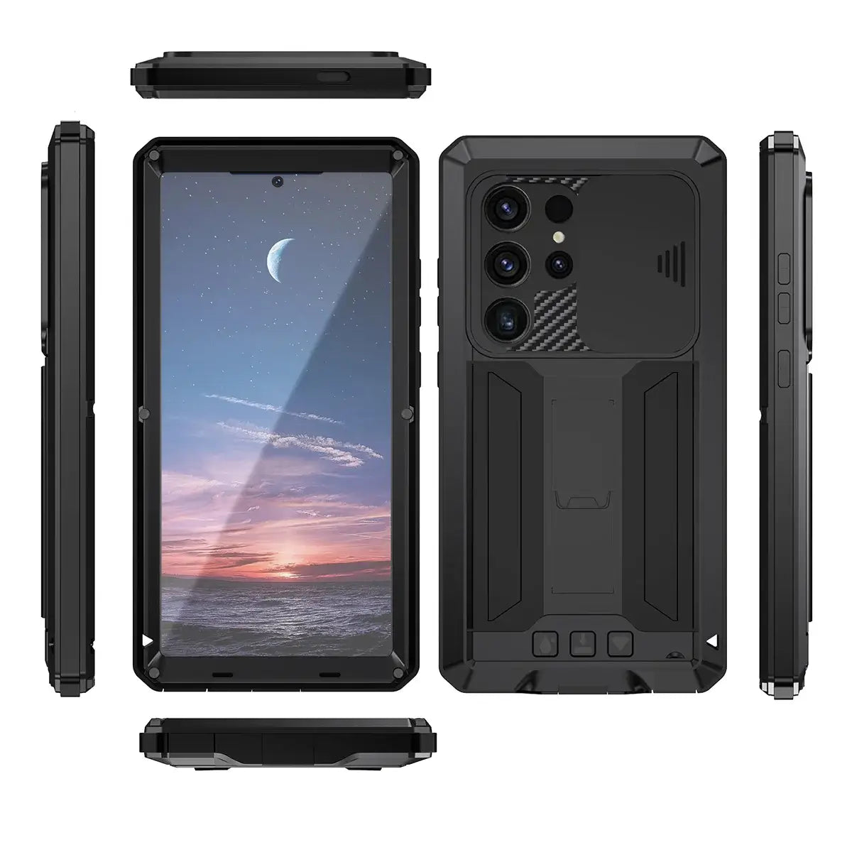 Buy Heavy Duty Metal Case with 360° Full Body Protection, Sliding Camera Cover, Built-in Screen Protector, Shockproof & Dustproof Armor Phone Cover - Wade at Caseles-Samsung Galaxy S25 Ultra, Black