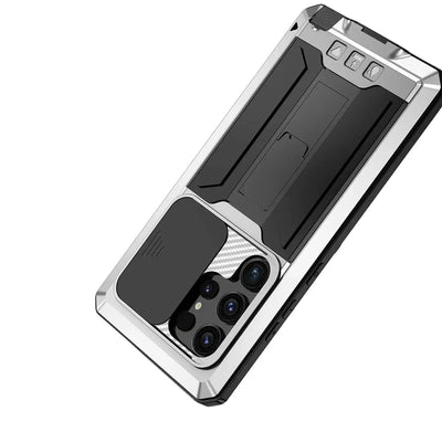 Buy Heavy Duty Metal Case with 360° Full Body Protection, Sliding Camera Cover, Built-in Screen Protector, Shockproof & Dustproof Armor Phone Cover - Wade at Caseles-Samsung Galaxy S25 Ultra, Black