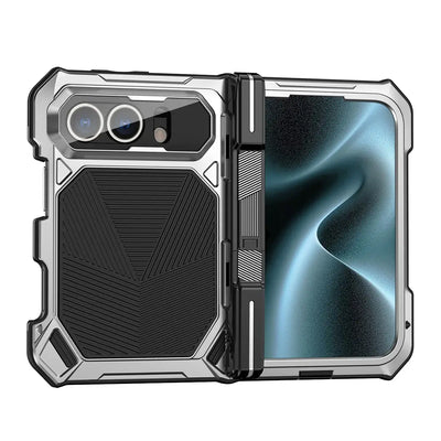Buy Heavy-Duty Magnetic Case with Built-In PET Screen Protector, Hidden Hinge Kickstand & 18FT Drop Defense - VAUX at Caseles-iPhone Ultra, Black