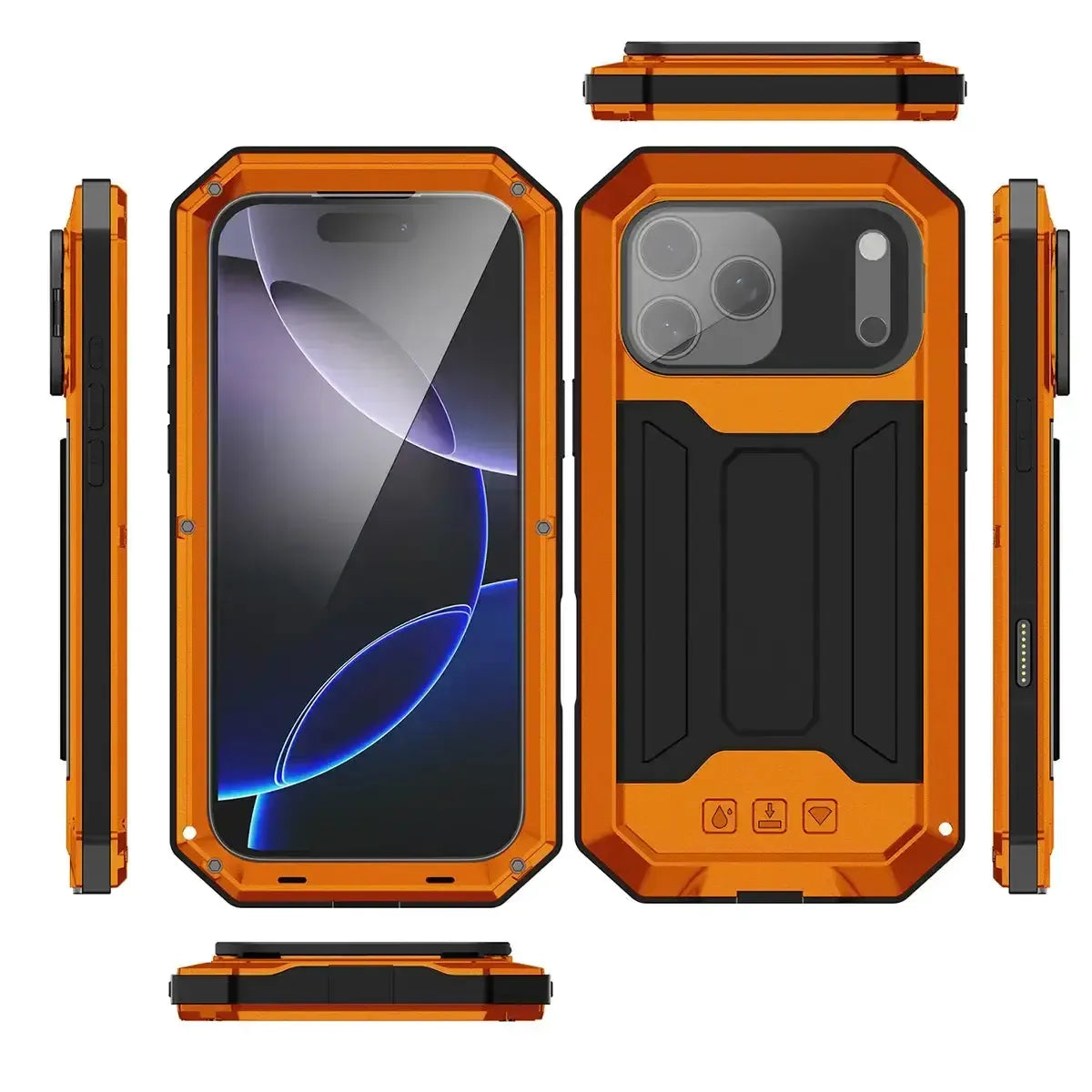 Buy iPhone Heavy Duty Metal Case with 360° Full Body Protection, Sliding Camera Cover, Built-in Screen Protector, Shockproof & Dustproof Armor Phone Cover - Warren at KingKongBox-iPhone 18 Pro Max, Black