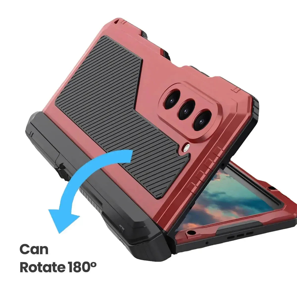 Buy Classic Full Body Metal Armor Phone Case, with Screen Protector, Heavy Duty Defender Shockproof Case - TANK at Caseles-Samsung Galaxy Z Fold 6, Taddeo-Black