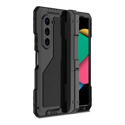 Buy Classic Full Body Metal Armor Phone Case, with Screen Protector, Heavy Duty Defender Shockproof Case - TANK at Caseles-Samsung Galaxy Z Fold 6, Taddeo-Black