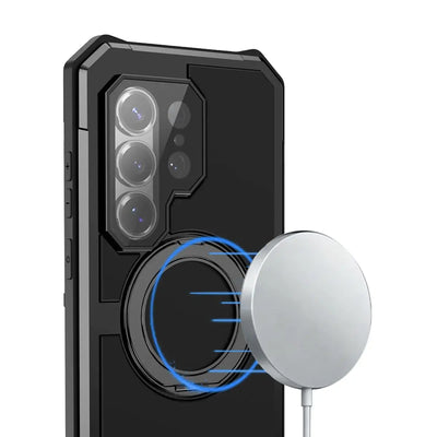 Buy 360° Rotating Magnetic Kickstand Case, Galaxy S26 Full-Body Armor, Integrated Lens Guard & Wireless Charging - TITAN at Caseles-Samsung Galaxy S26 Ultra, Black
