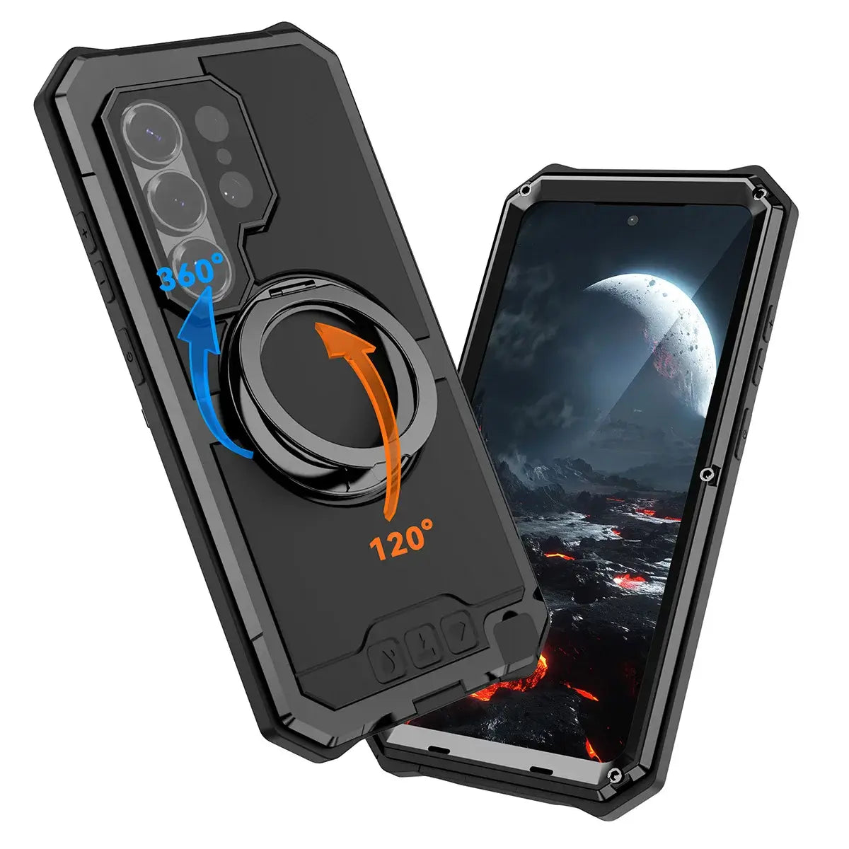 Buy 360° Rotating Magnetic Kickstand Case, Galaxy S26 Full-Body Armor, Integrated Lens Guard & Wireless Charging - TITAN at Caseles-Samsung Galaxy S26 Ultra, Black
