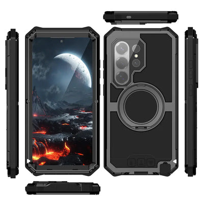 Buy 360° Rotating Magnetic Kickstand Case, Galaxy S26 Full-Body Armor, Integrated Lens Guard & Wireless Charging - TITAN at Caseles-Samsung Galaxy S26 Ultra, Black